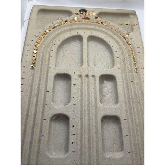 18k Yellow Gold Plated Disk Link 3-Layer Chain Crystal - Picture 6 of 6